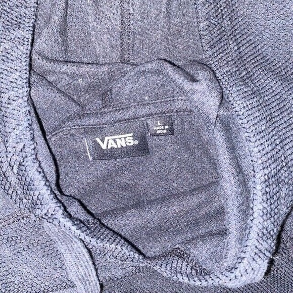 Vans Sweatshirt Adult Large Gray Hoodie Lightweight Embroidered Waffle Knit - Picture 4 of 5